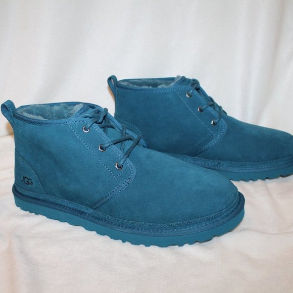 NIB UGG MEN'S NEUMEL MARINA BLUE SUEDE SHEARLING LINED CHUKKA ANKLE WINTER BOOTS - Picture 3 of 8